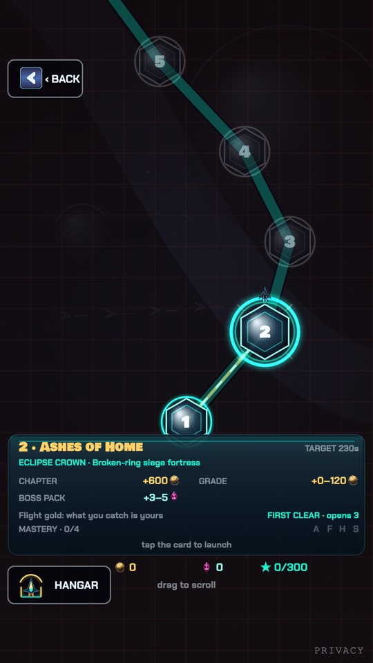 The campaign map with chapter 2, Ashes of Home, selected